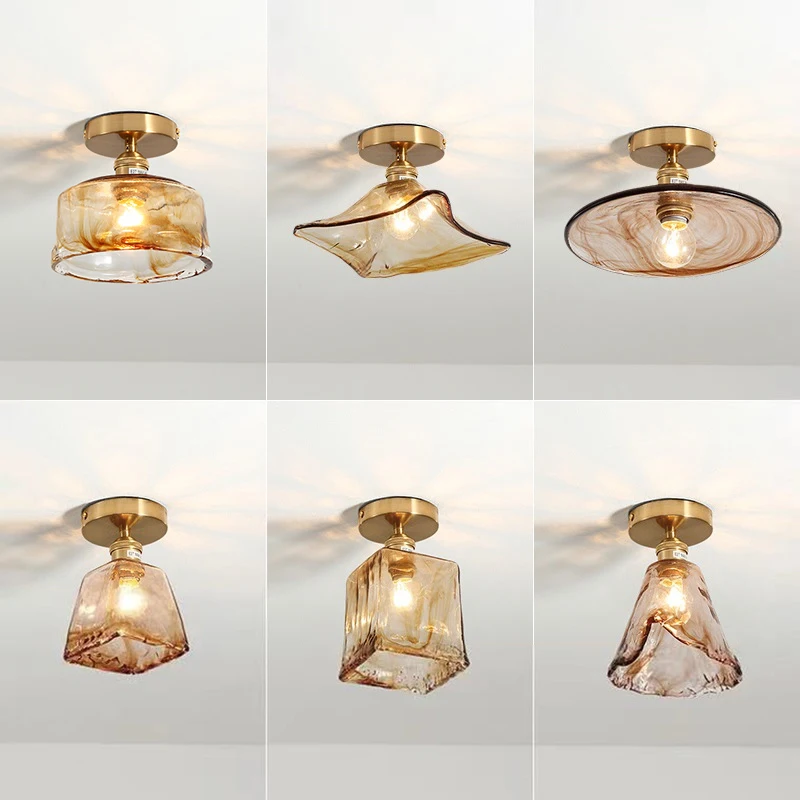 

Nordic LED Glass Ceiling Lamp Ceiling Lights Industry Loft Home Decor Simplicity Cloakroom Balcony Hallway Lamp Porch Light