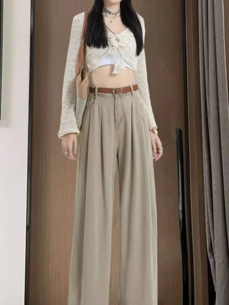 Summer New High Waist Wide Leg Jeans with a Sagging Loose and Versatile Fashion Design Wide Leg Pants