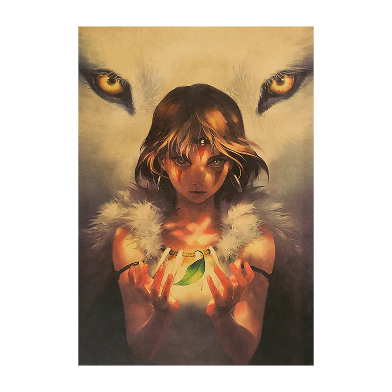 

Room Decor Poster Princess Mononoke Kraft Retro Home Decoration Painting Wall Sticker Picture Nostalgic decorative painting