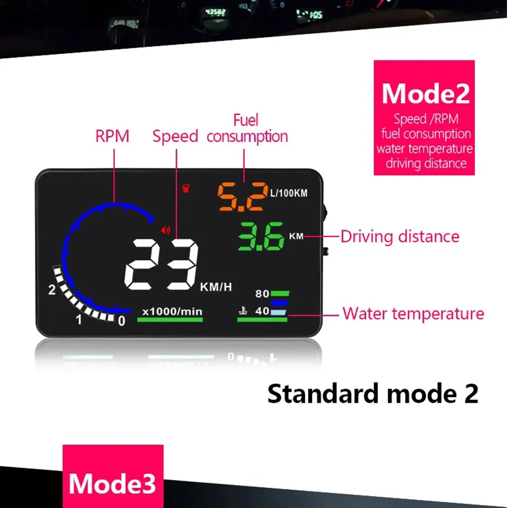 A8 HUD 5.5 ġ OBD2 LED   ӵ ӵ ,   RPM ˶ HUD ڵ  ÷ 