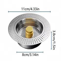 Premium Stainless Steel Anti - Clog Kitchen Sink Strainer with Basket Filter and Stopper (One size)
