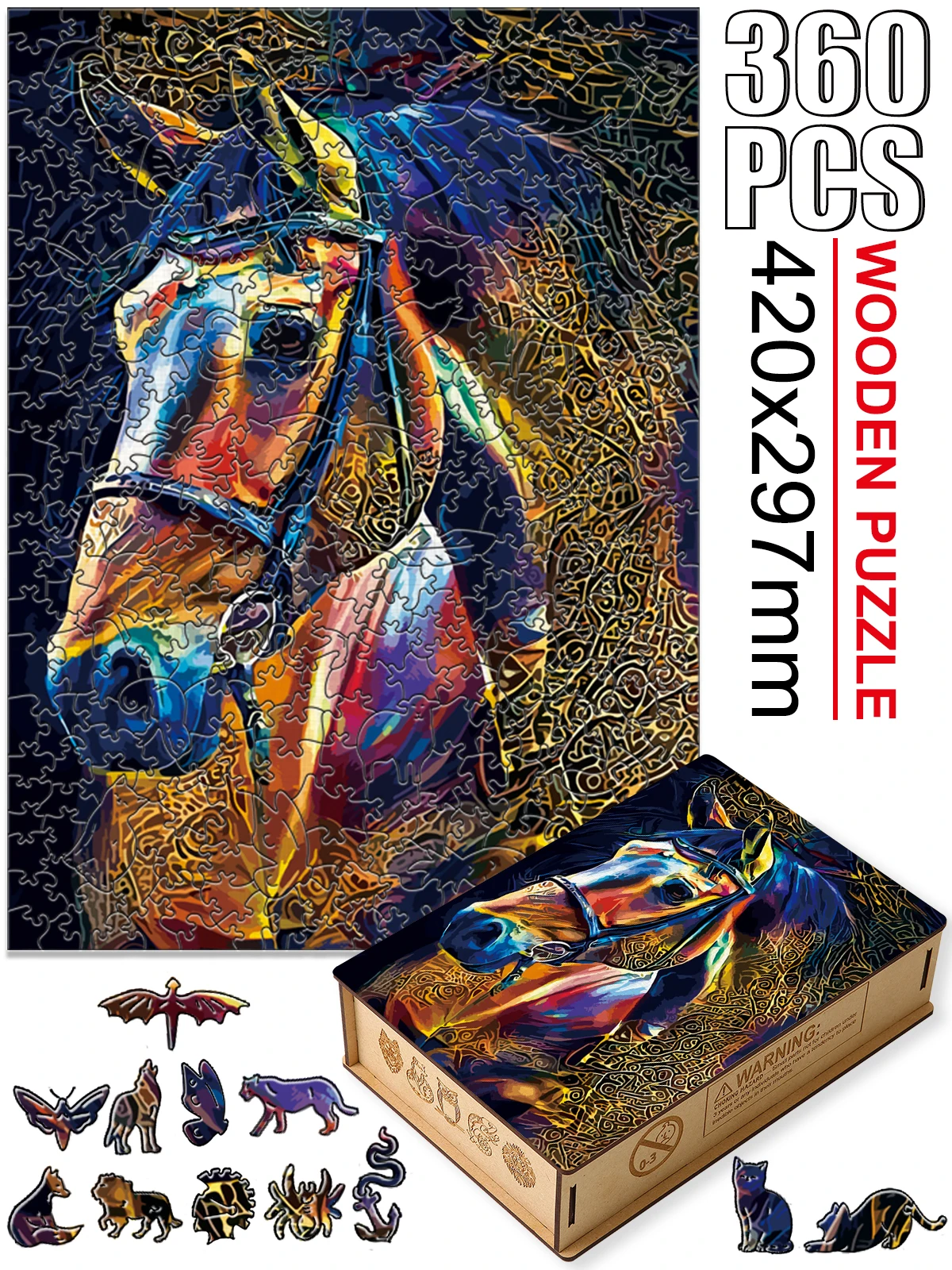 Rompecabezas De Caballos 1000 Piezas – Dos Caballos Corriendo Entre Llamas, 50x70 Cm, Desafiante Y Decorativo Para Adultos