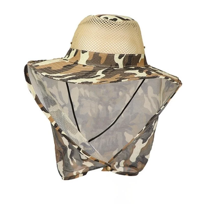 Outdoor Fishing Hat Wide Brim Man Breathable Mesh Fishing Cap Beach Hats Camouflage Sun UV Protection Shade Hat