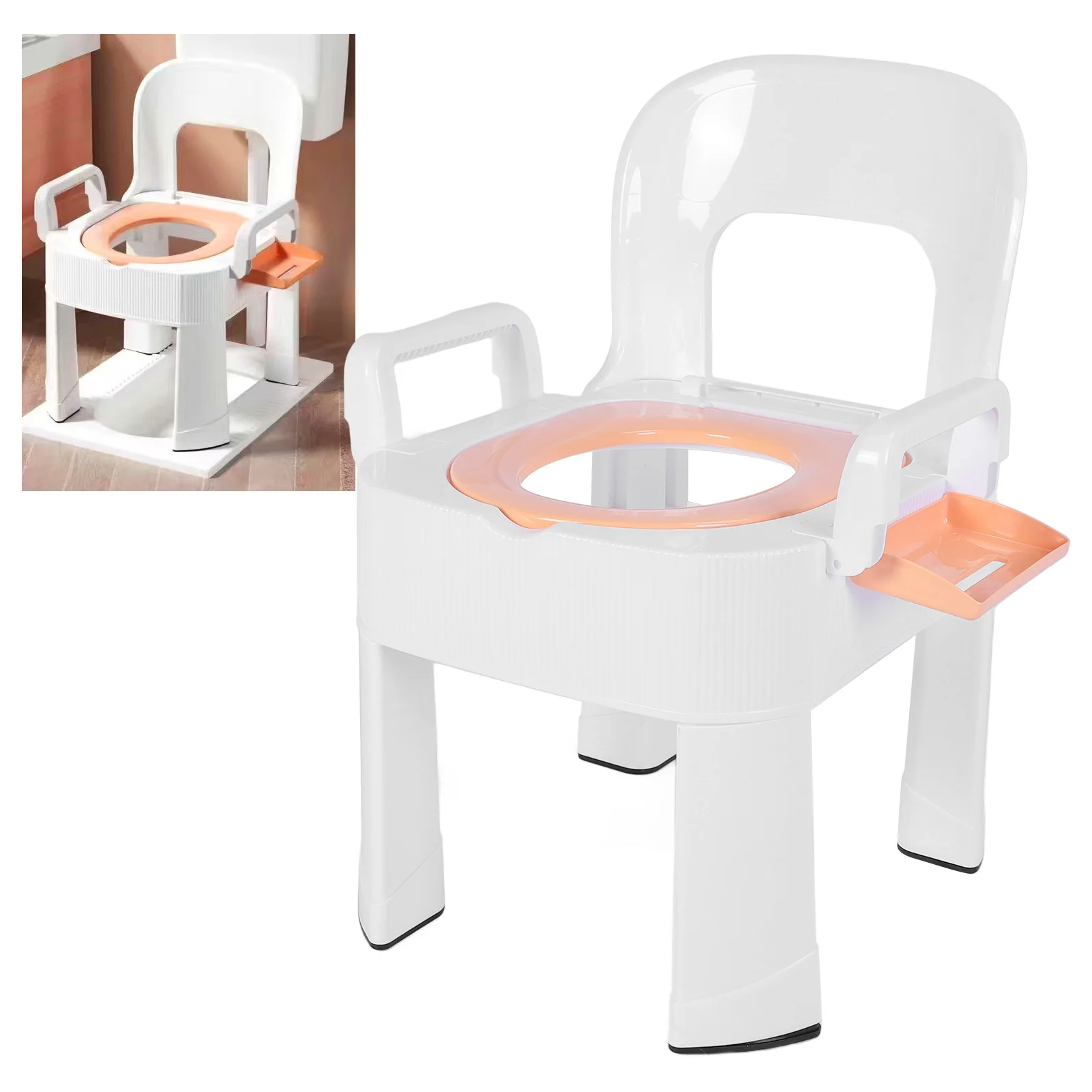 Commode Chair Commode Shower Chair Detachable Folding Non Slip Strong Load Bearing Toilet Safety Chair for Bathroom Squat Toilet 4