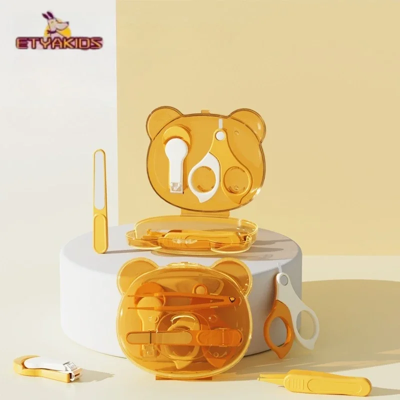 Baby Infant Nail Clipper Set Four Piece Suit Newborn Nail Care Tool Safe Portable ABS Bear Shaped Box Children Manicure Kit