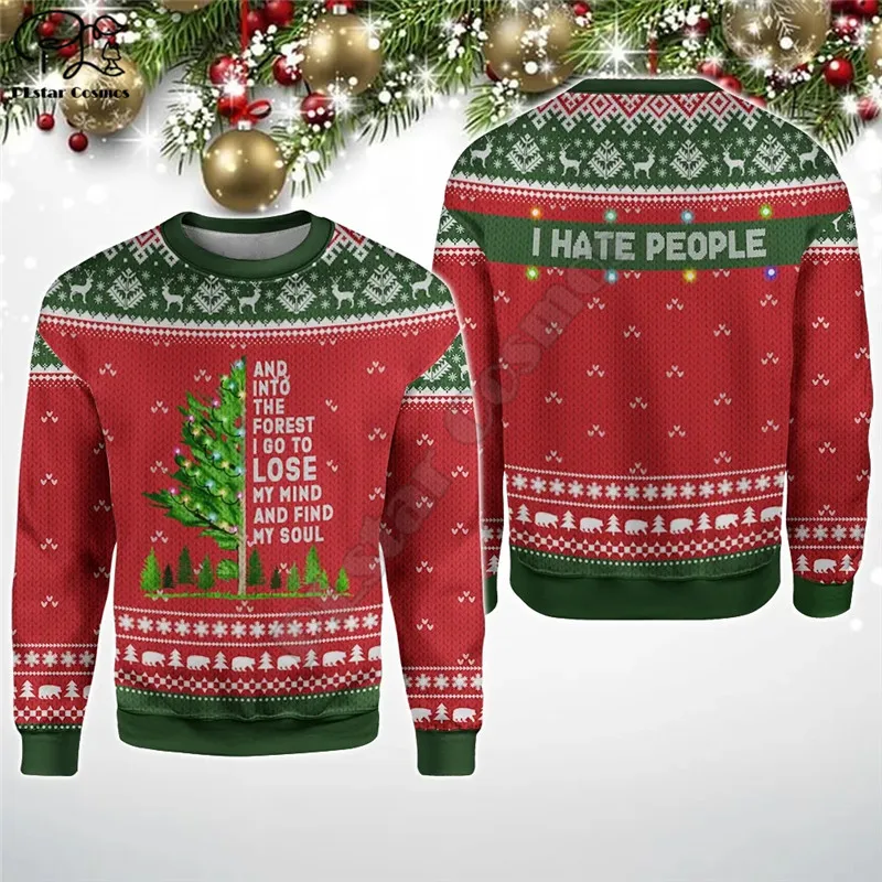 And Into The Forest I Go Ugly Christmas Sweater Camping Knitting 3D Printed Streetwear Unisex Hoodies/Sweatshirt/Zipper Hoodies
