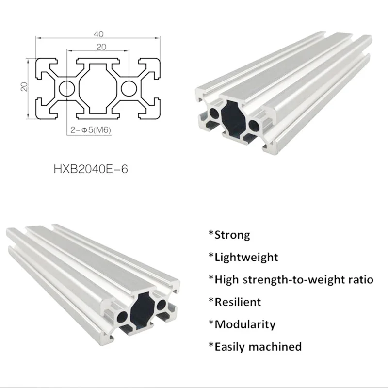 2040 3D Printer Parts 2040 Aluminum Profile European Standard T/V Slot Anodized Linear Rail 100-1000mm Extrusion Cnc Part