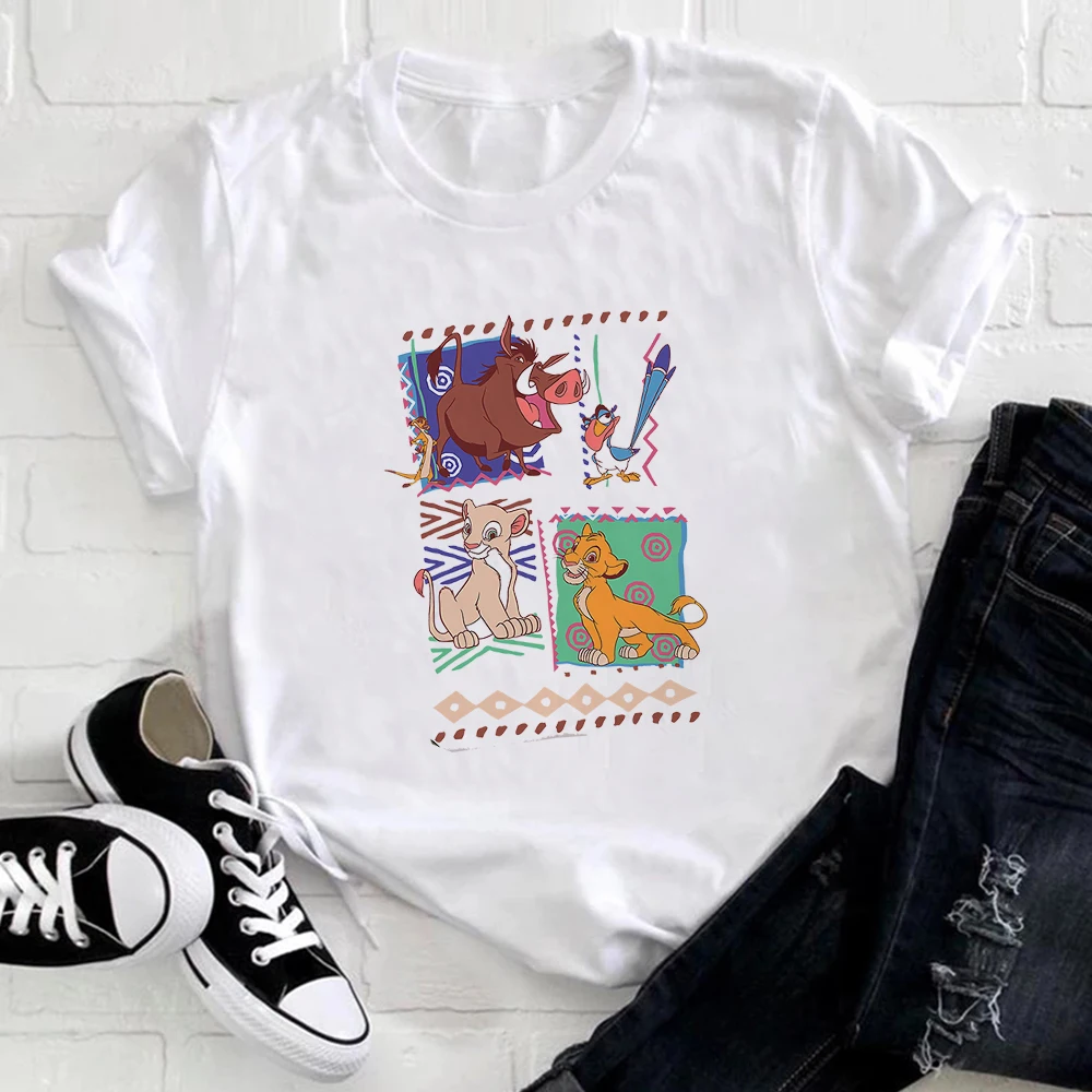 

Disney The Lion King Classic Cartoon T Shirt Women Fashion Cute Soft Girl Clothes Thin O-neck Tops European Female T-shirts
