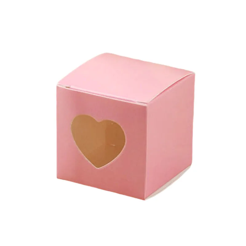 thumbnail image 1 of 25/50 piezas Caja de papel Kraft para dulces PVC transparente con forma de corazón y ventana Caja de regalo Bolsa de embalaje bonita Decoración para fiestas de cumpleaños y bodas, 1 of 5