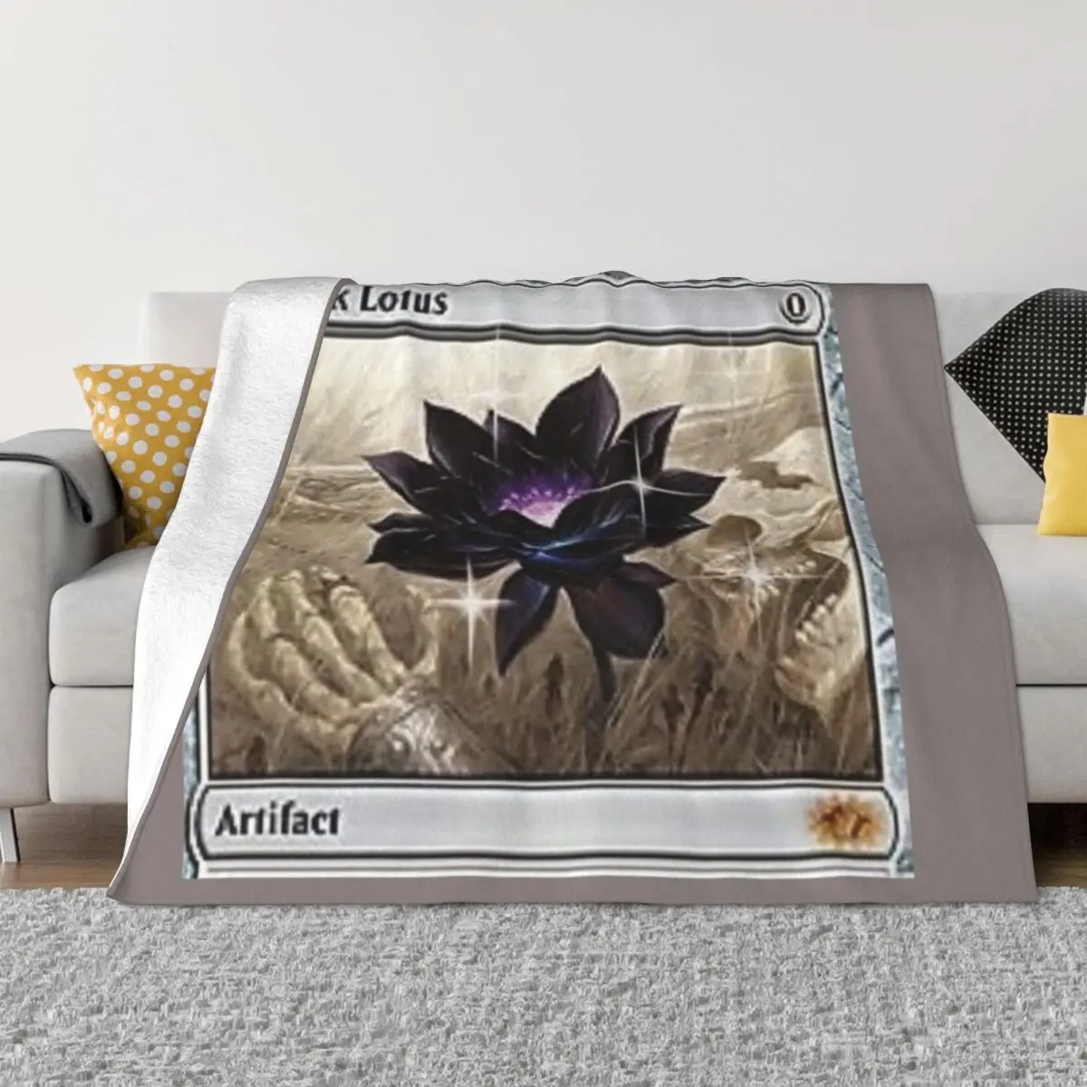 Mox Sapphire Mtg Tshirt Mask Design Modifica Digital Black Lotus Throw Coperta Coperta Sottile Plaid Summer Blanket
