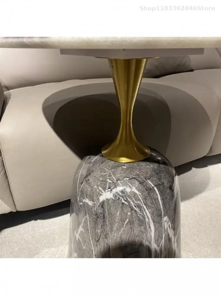 Pure Natural Marble Side Table Round Table Simple Modern Sofa Living Room Round Small Coffee Home High-end Sense