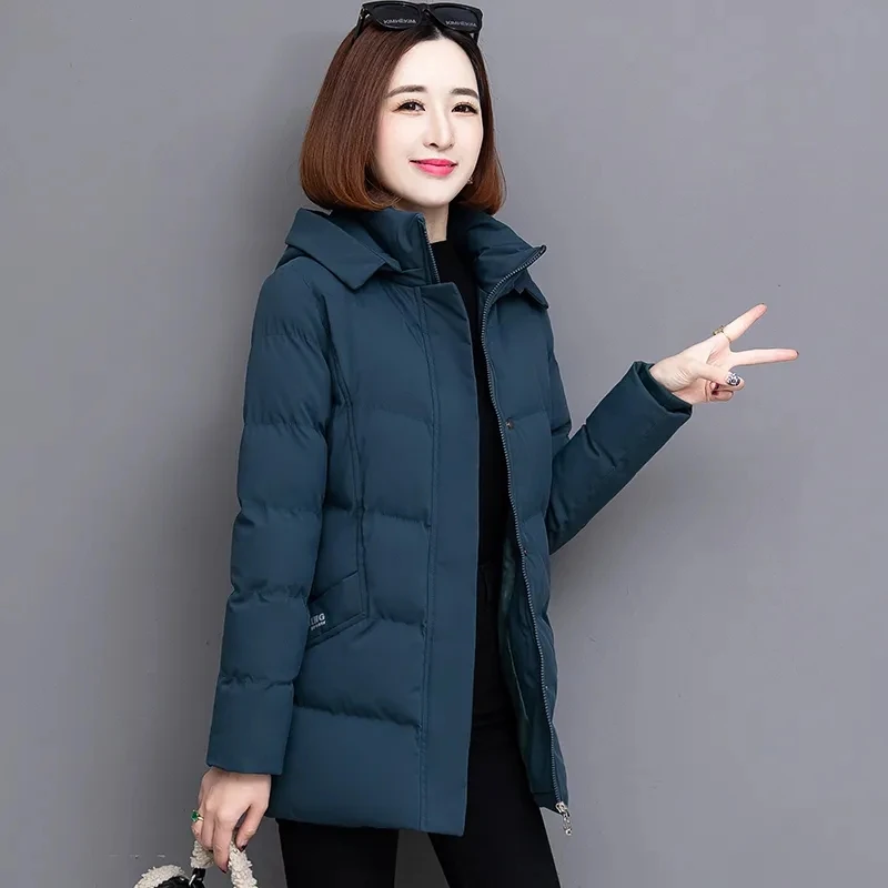 Winter Warm Oversized 4xl Parkas Women Zip Up Design Detachable Hooded Jacket Loose Stand Collar Coat Fashion Streetwear Outwear