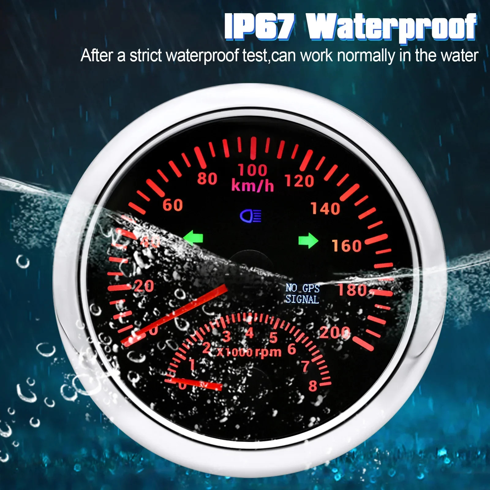 85mm GPS Speedometer With Tachometer 120KM/H 200KMH 120MPH For Car Truck Boat Sp