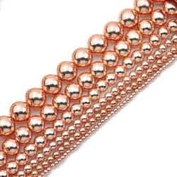 Natural Matte Silver Hematite Stone Beads - Round Loose Spacer Beads for DIY Jewelry and Charms, 2 - 10mm (Rose Gold color524)