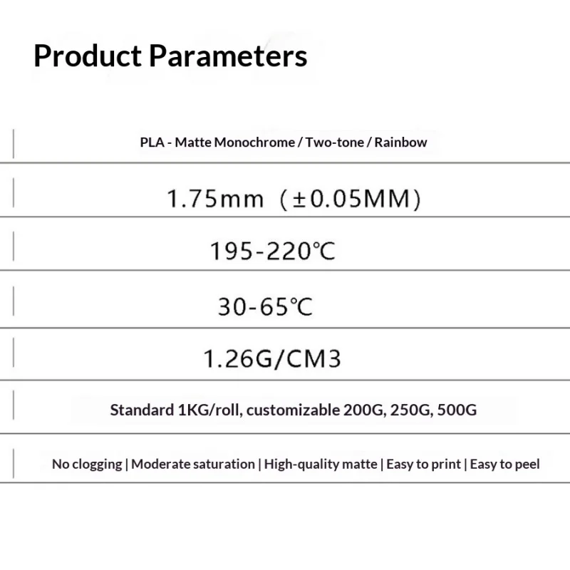 무광 PLA 3D 프린터 필라멘트, 1.75mm, 1KG 스풀, Bambu Lab 프린터와 호환 가능