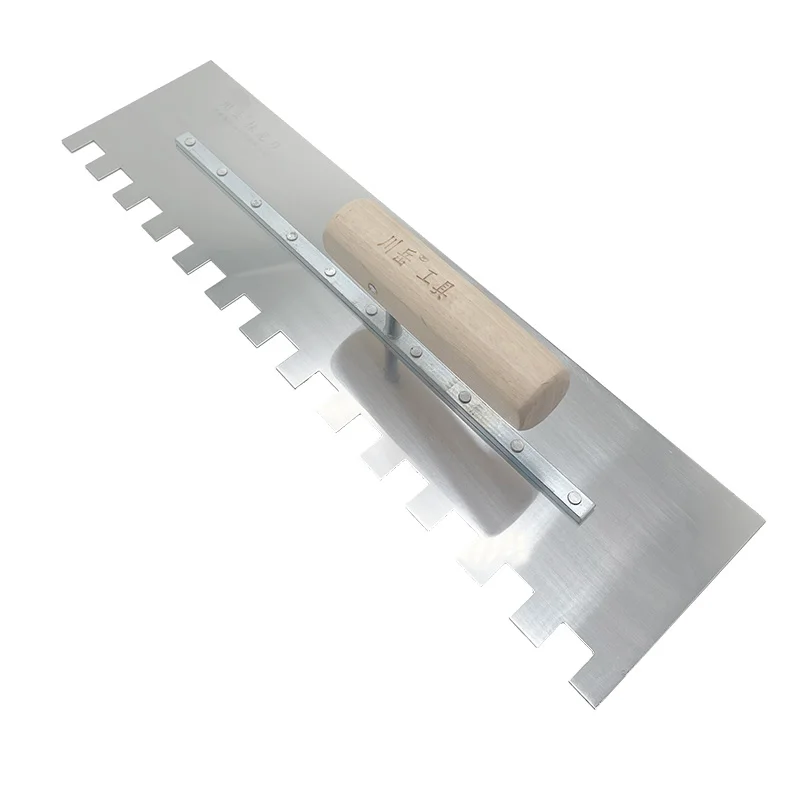 Long Trowel 40cm Stainless Steel Blade Wood Handle Good Elasticity Left Square Tooth Multi-Purpose Masonry Trowel For Wall Tile 3