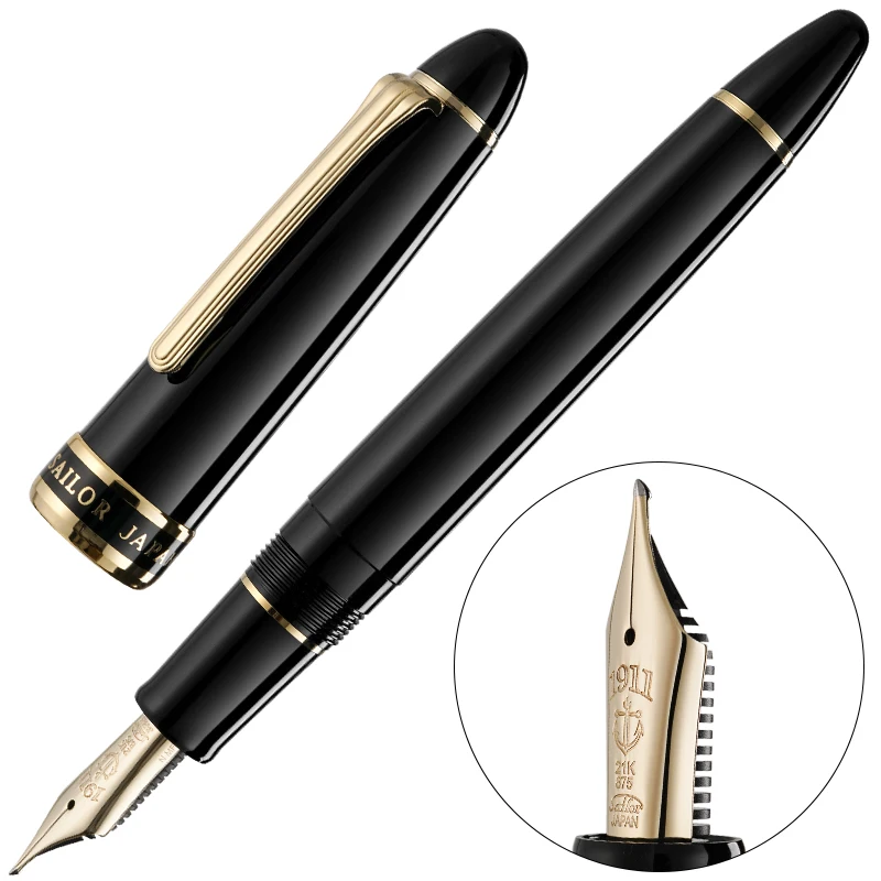 Japan Sailor 1911 7111 Nagahara Togi 21K Pen Double Original Sailor 1911 Gold Nm Nb Nib Gold Clip Calligrafia Retrò
