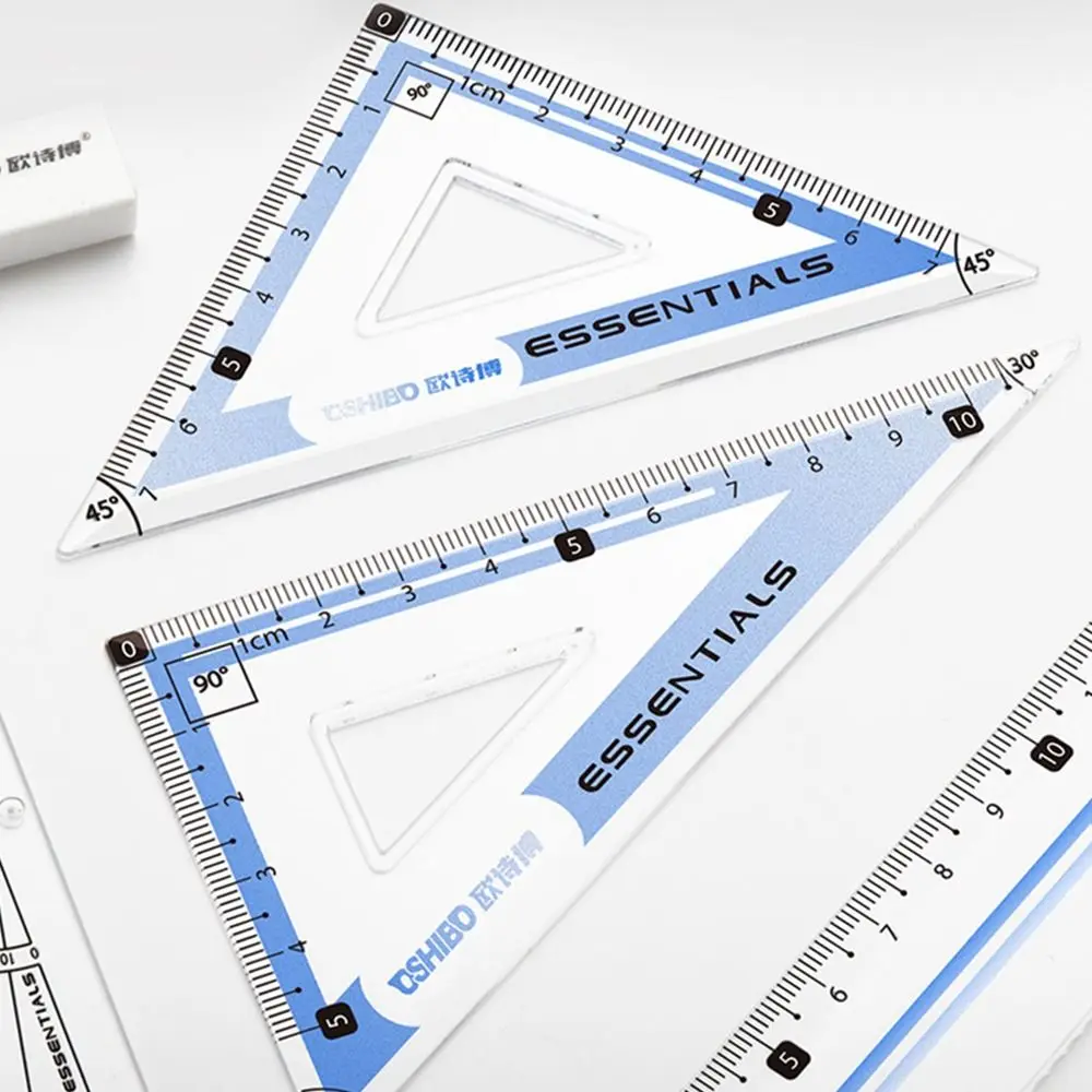 9개/세트 플라스틱 자, 컴퍼스 세트, 샤프펜슬, 지우개, 문구용 자 세트, 삼각..