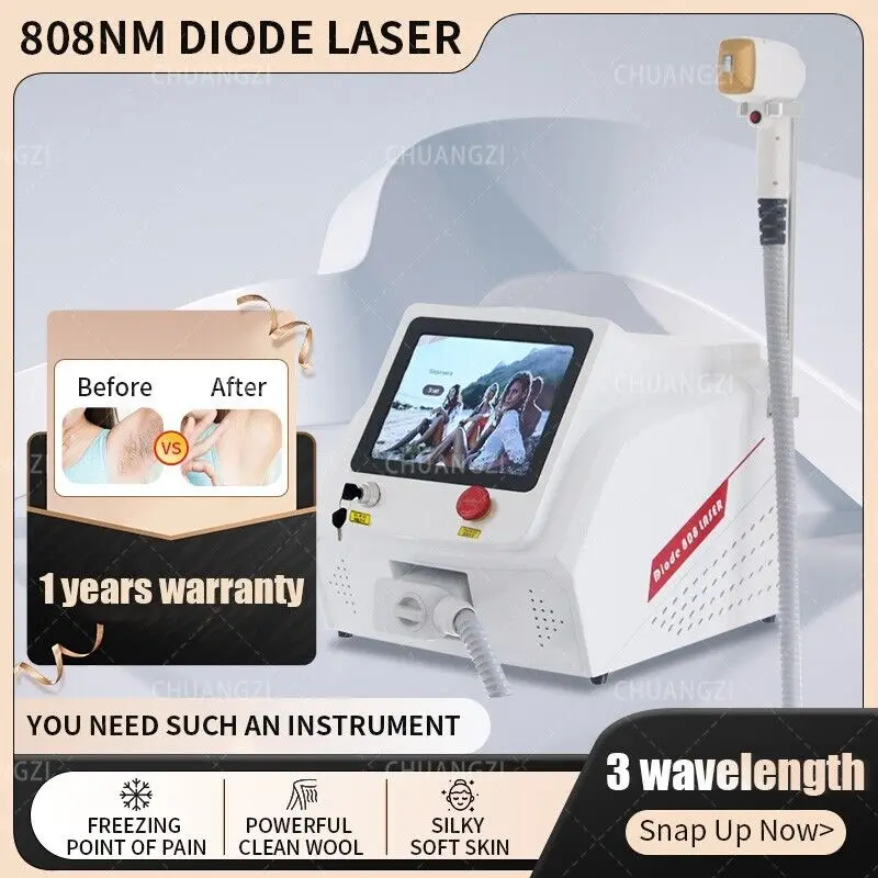 

2000W 808nm Professional Diode Laser Hair Removal Machine 3 Wavelength 755 808 1064 Ice Platinum Permanent Depilation ALL Skin