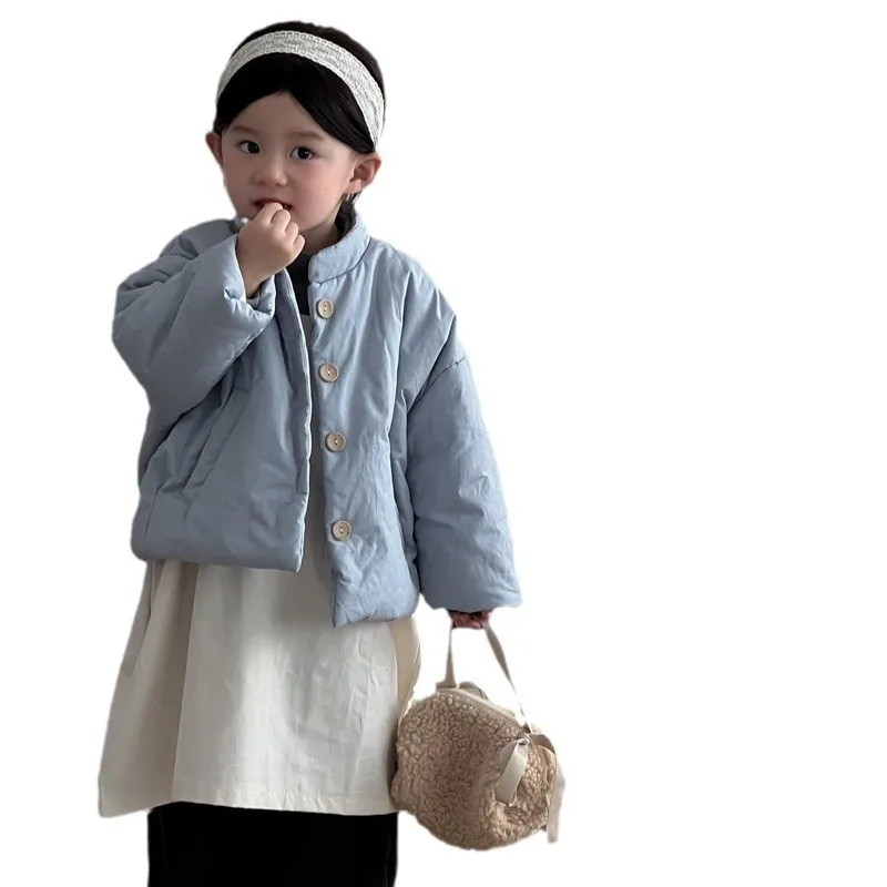 Children Clothes Kids Warm Coat Autumn Winter Girls Solid Color Warm Sweet Casual Simple Kids Cotton-padded Coat