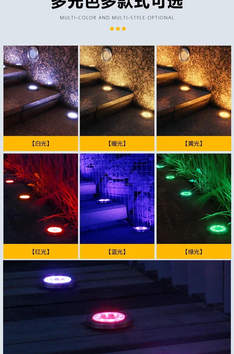 Description Picture 5 of itemSolar Underground Light 8led Stainless Steel Outdoor New Plug-in Floor Lawn Lamp Garden Lamp Lawn Lamp solar outdoor light