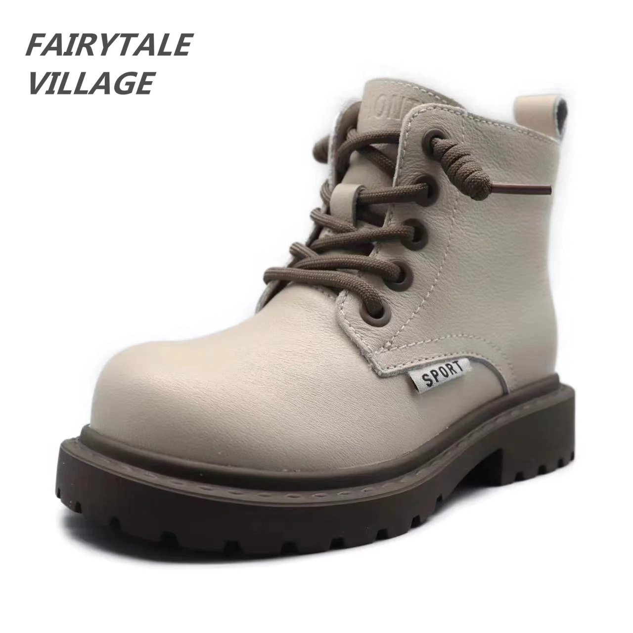 

Fairytale Village 3-12 Years Old High quality tendon sole ankle boots Kids anti-slip high top Warm leather boots