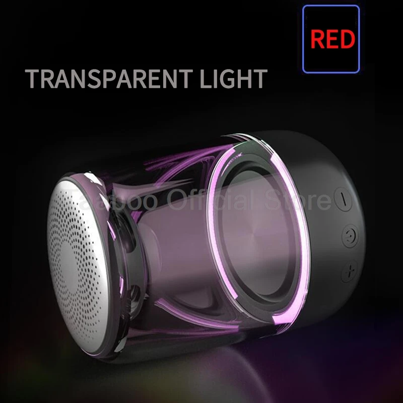 Wireless Bluetooth Speaker Desktop Portable Mini Subwoofer Glass Shell Rechargeable LED Light Sound Box for Indoor and Outdoor