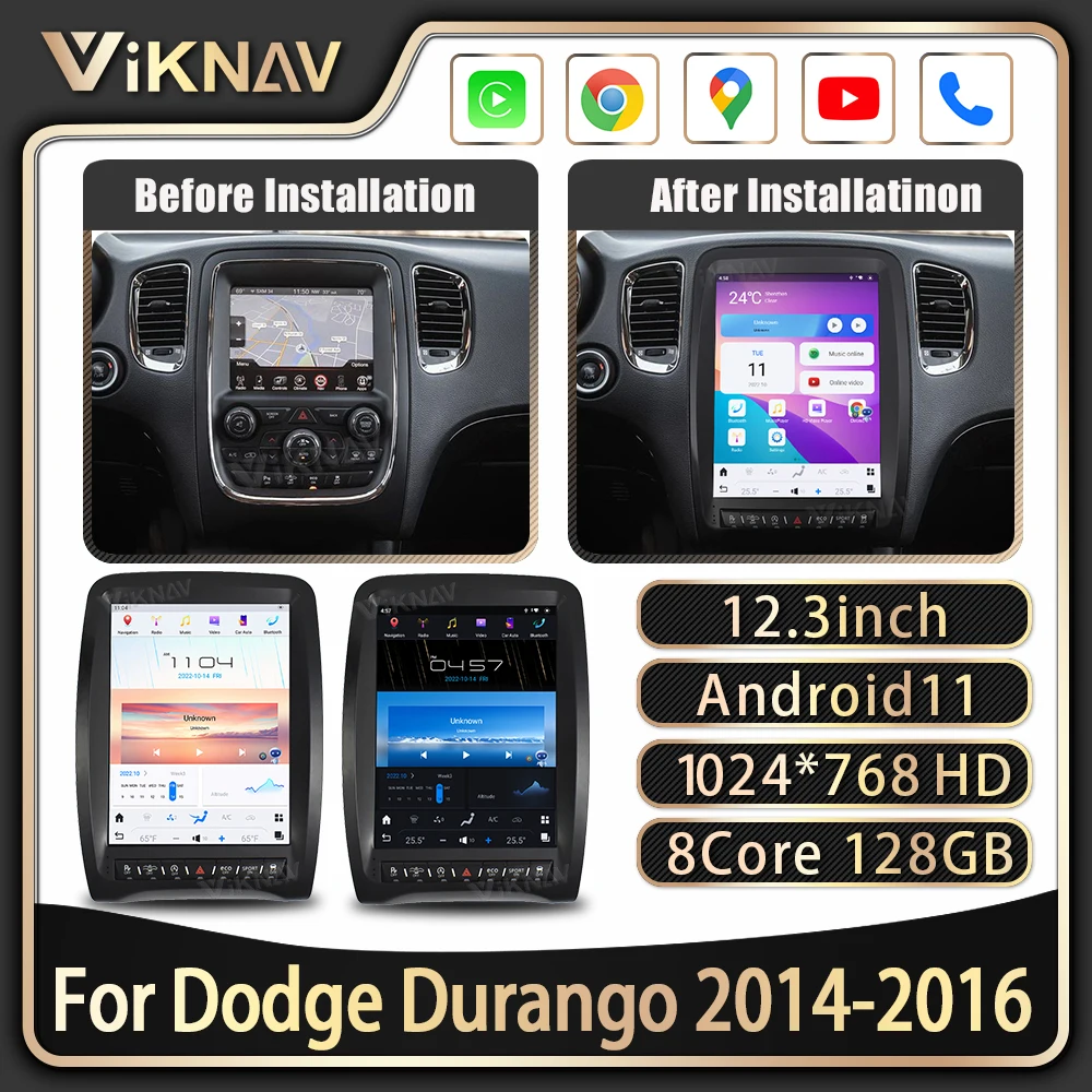 

Android 11 hear unit For Dodge Durango 2014-2016 12.1inch touch screen car radio with Wireless carplay