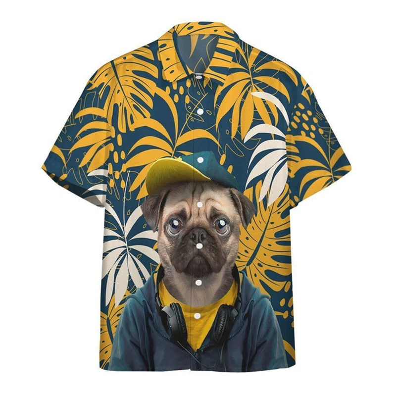 thumbnail image 1 of Camisa hawaiana de dibujos animados para hombre, blusa para hombre, estampado informal de perros en 3D, camisetas casuales de manga corta para hombre, ropa de calle de verano, 1 of 5