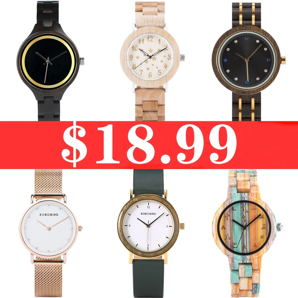 

BOBO BIRD Wooden Men's Watch Fasion Women Quartz Wristwatch Luxury Couple Watch Ladies Unique Clock reloj hombre Great Gift Box