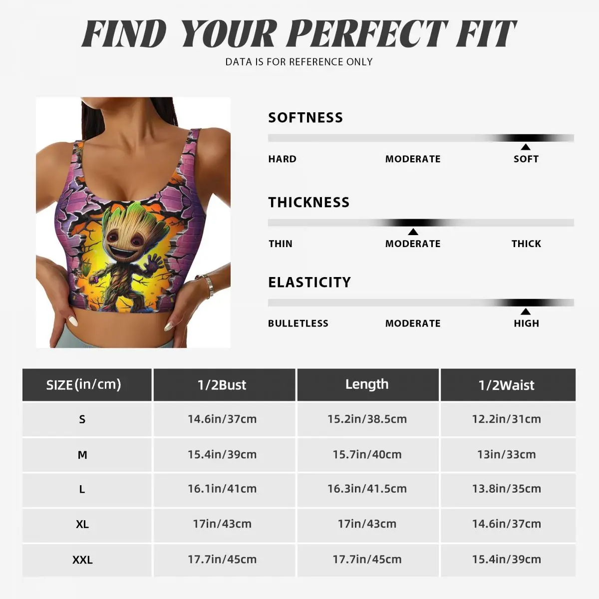 Groot Wall Breakage Workout Crop Tank Tops Women Yoga Sports Bras