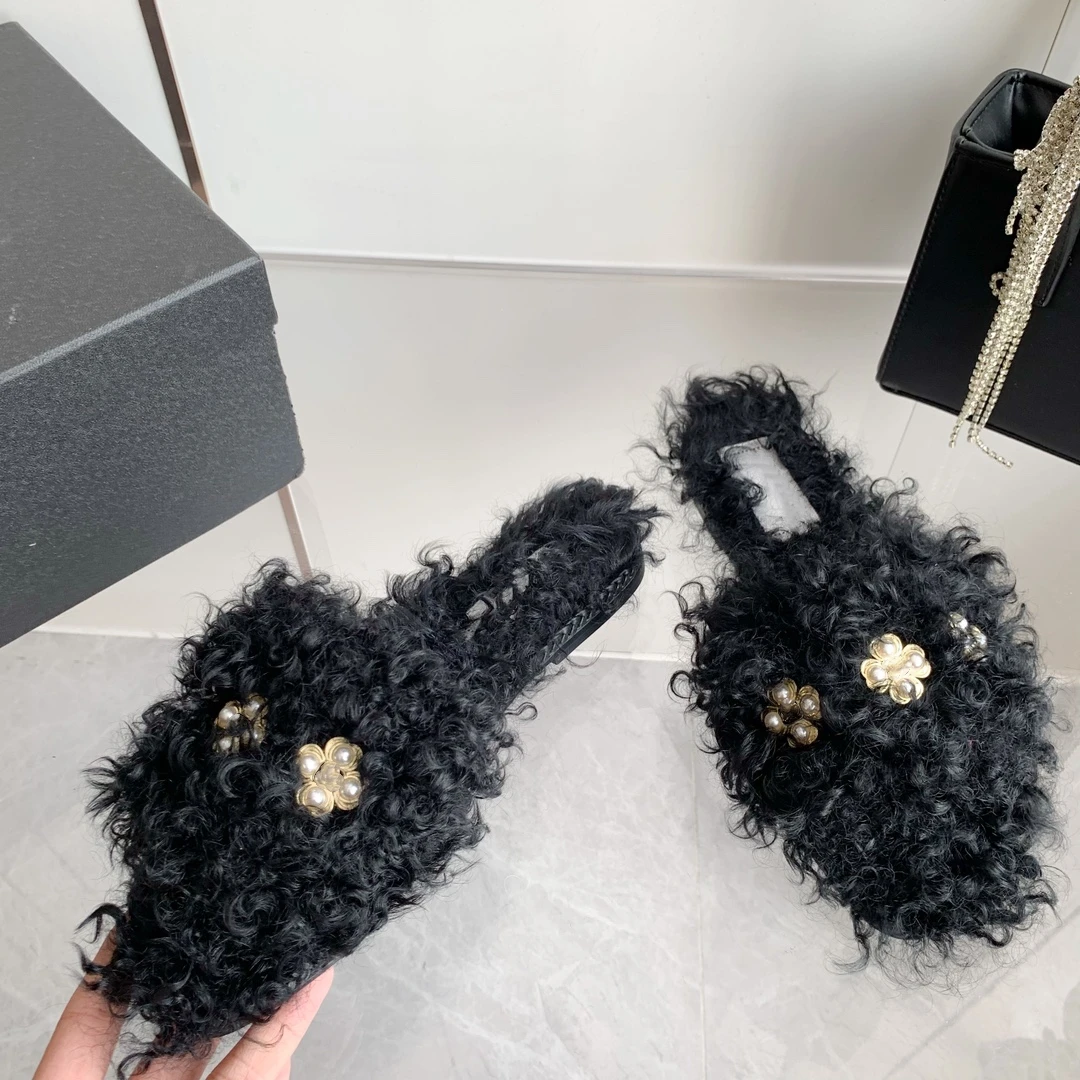 

2023 Autumn Winter New Indoor plush thick-soled flat cotton slippers 1205