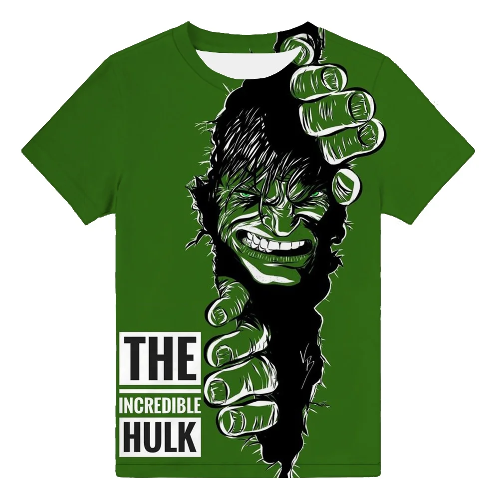 Cool Boys Summer Short Sleeve T-shirt 2023 Newest Green Hulk 3D Print Teenager Clothes 3