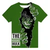 Cool Boys Summer Short Sleeve T-shirt 2023 Newest Green Hulk 3D Print Teenager Clothes 3