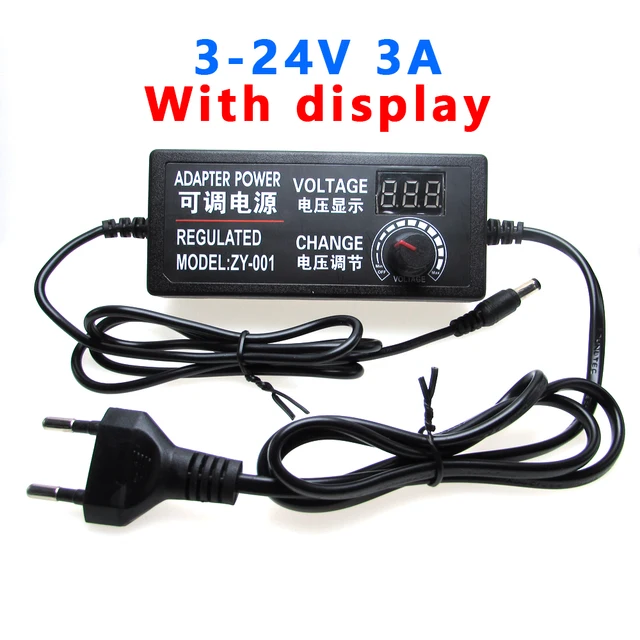 AC DC Power Supply 3V 9V 12V 24V 36V 2A 3A 5A 10A Lighting Transformer 220V To 12V Led Adjustable Power Supply Adapter 12 V Volt 3V-24V 3A Display