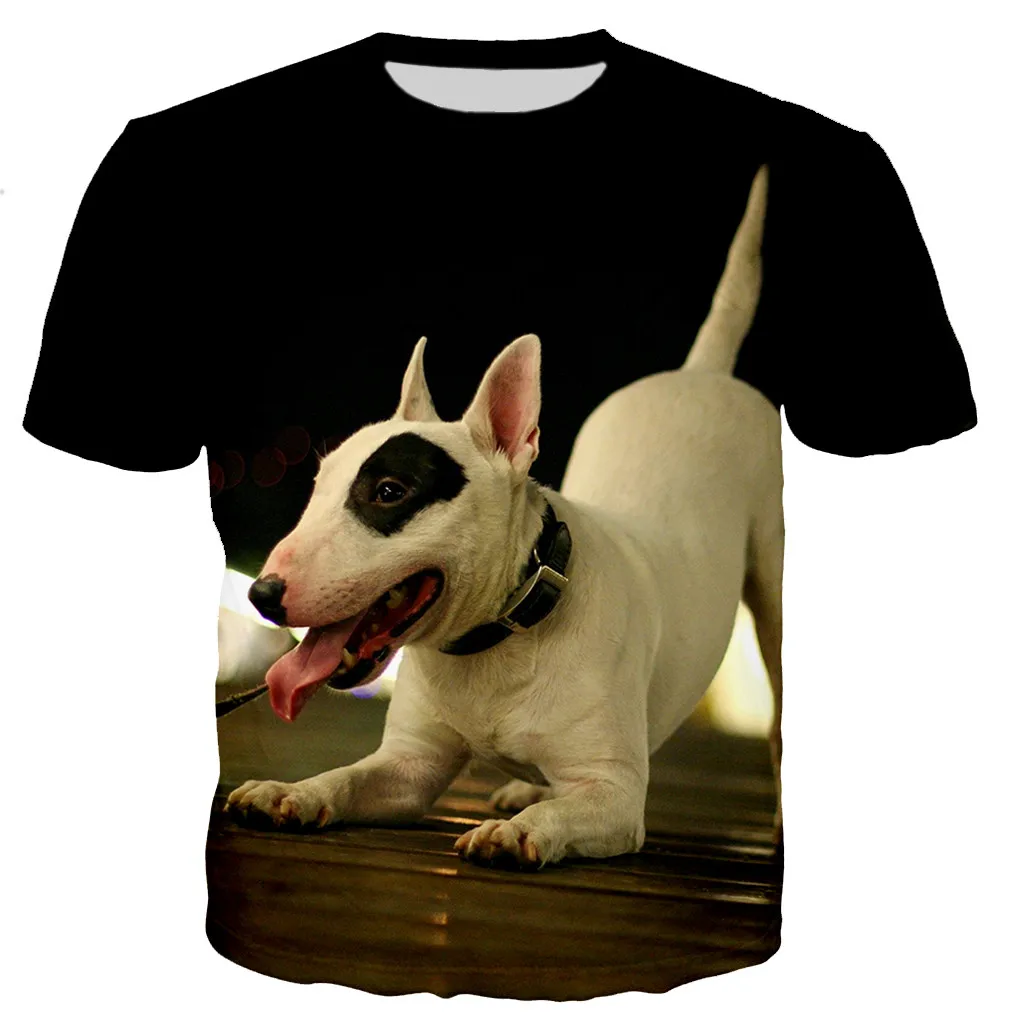 Funny Bull Terrier 3d Print Cute Dog Pattern Men Ladies Kids Haruku T Shirt Street Breathable Lightweight Summer Sports989_voghion.com