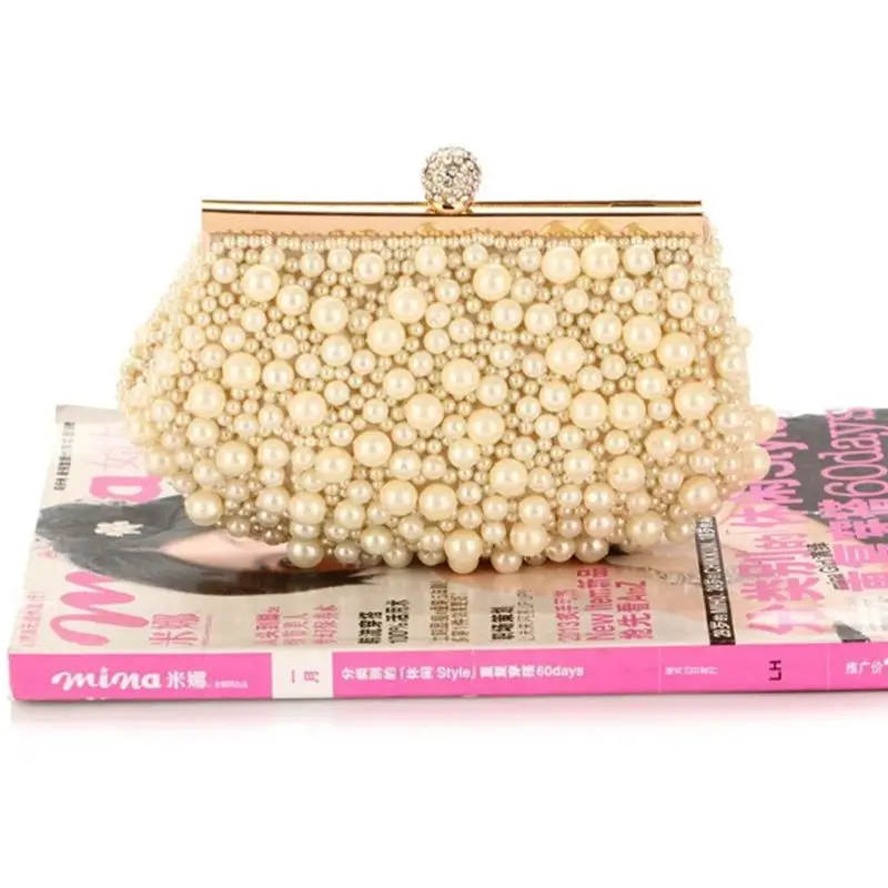Stylish Women Beads Handbag Evening Party Bridal Clutch Bag Prom Wedding Wallet E74B
