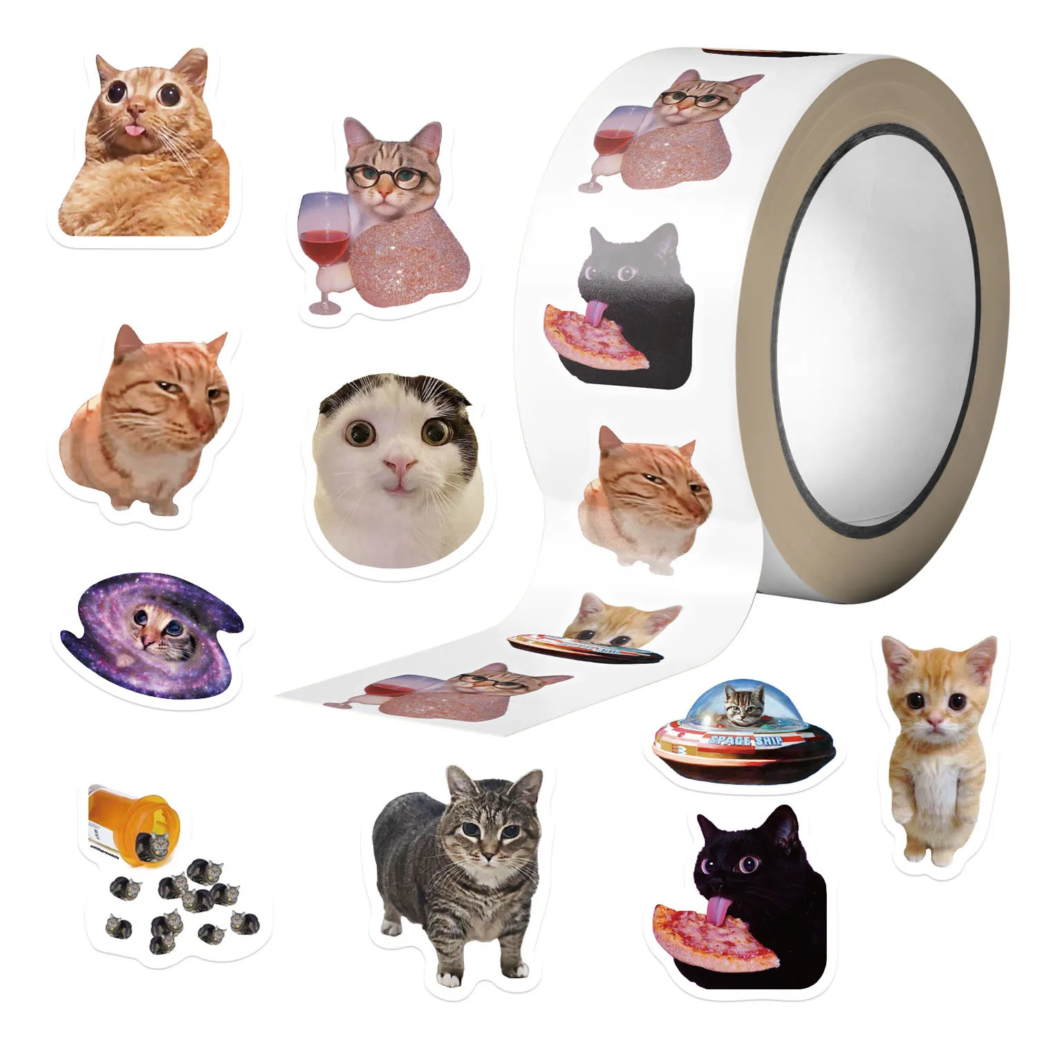 Cute Cartoon Cat Animals Stickers Decoration Reward DIY Stickers Scrapbook Skateboard Sealing Label Stationery Gifts 50-500pcs