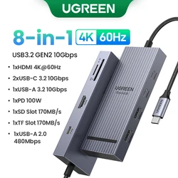 Premium USB - C Hub with 4K HDMI, 10Gbps Data Transfer, and 100W Power Delivery (8 - in - 1 SD TF)