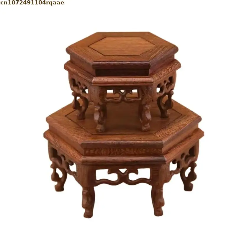 Solid Wood Standing Flower Base Figurine Miniature Display Stand Tea Sets Pedestal Vase Flower Pot Sorting Table Home Decoration