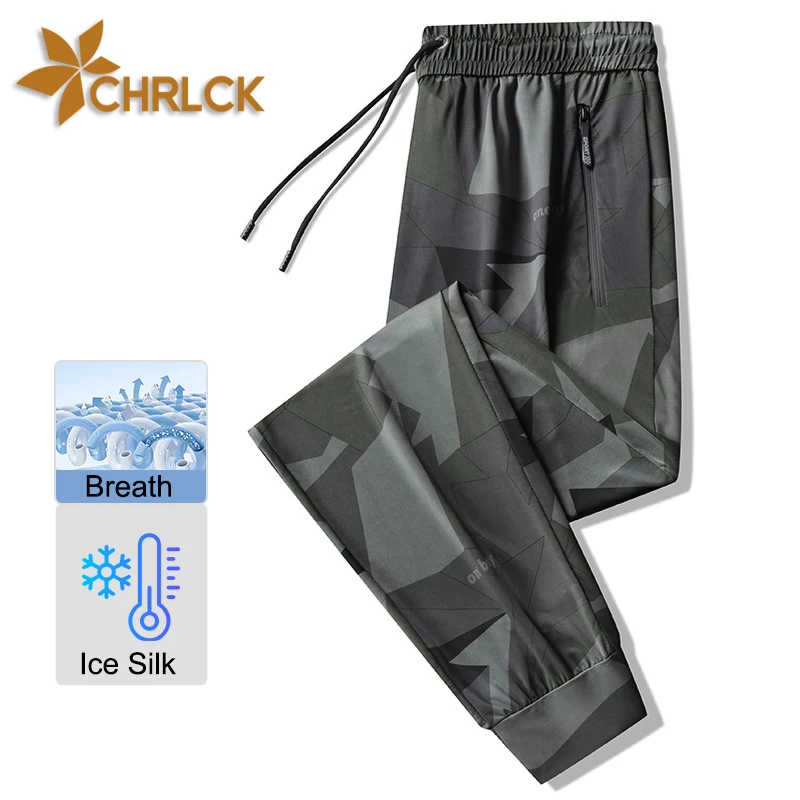CHRLCK Men's Camouflage Camping Hiking Pants Plus Size Summer Quick Drying Ice Silk Fishing Sport Trousers Men 40-140KG hiking pants