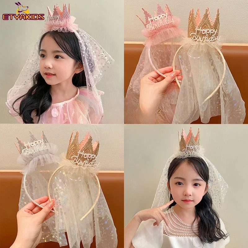 

New Princess Girl Hair Hoop Sweet Crown Bright Baby Girls Sweet Barrettes Kids Headband Birthday Party Headwear Hair Accessories
