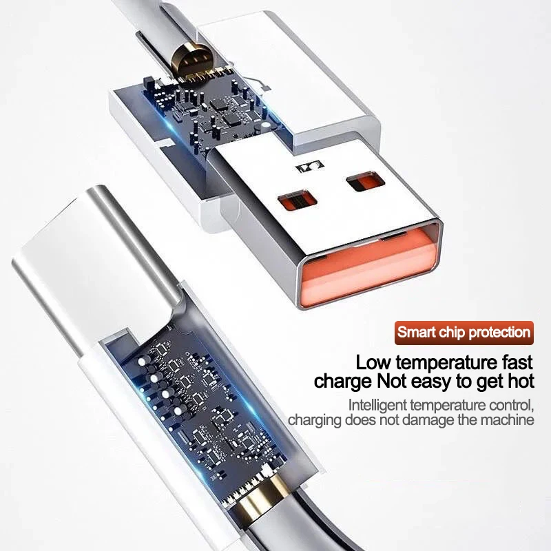 High-Speed USB Type C Charging Cable – 6A Fast Charger with Data Transfer Capabilities