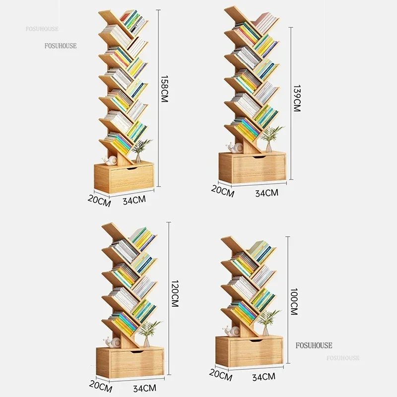 Multi-layer Bookcases for Study Modern Density Board Tree-shaped Small Bookshelf Creative Simple Designer Bookcase for Office