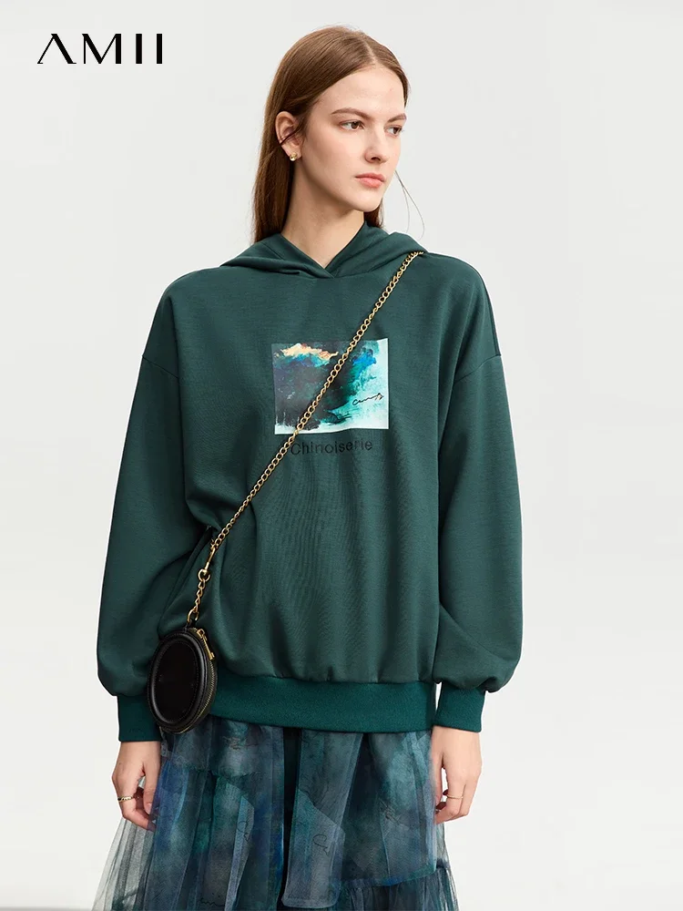 

AMII Chinese Style Hoodies For Women 2023 Autumn Loose New Hooded Coat Casual Embroidery Drop Sleeves Sweatshirts Lady 12343040