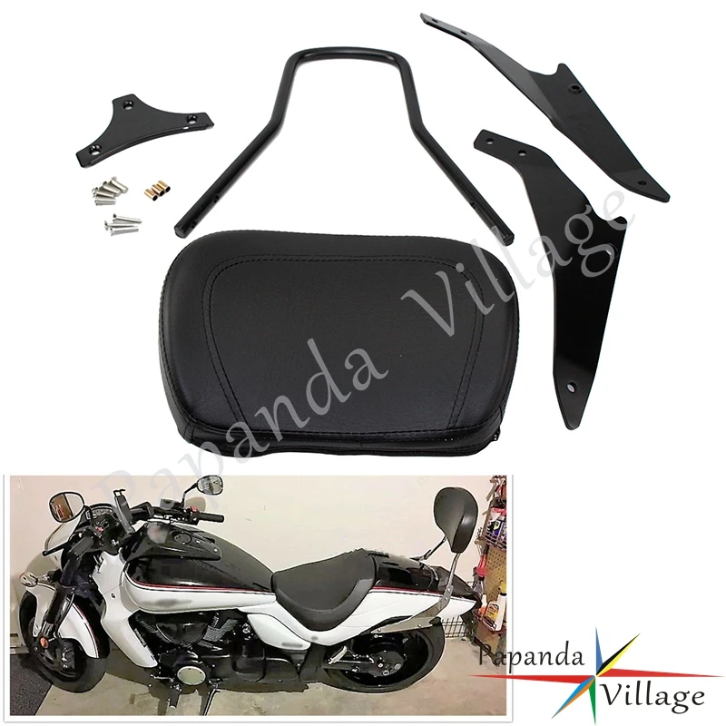 Newsmarts Motorcycle Detachable Passenger Backrest Sissy Bar PU Leather Pad Fit for Suzuki Boulevard M109R 2007 2008 2009 2010 2011 2012 2013 2014 2015 