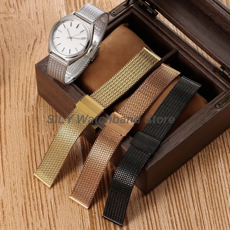 Elegant Milanese Mesh Stainless Steel Watchband Strap - Silver, Black, Rose Gold