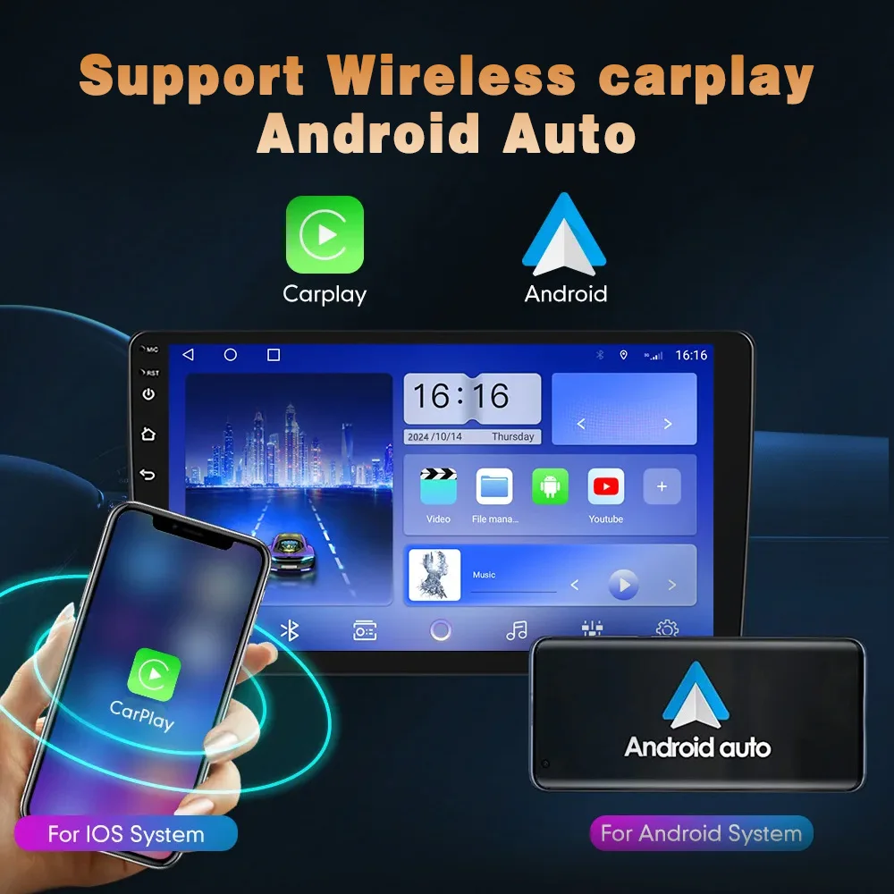 Radio para Auto con Android 15 y Carplay para Audi A4 B6 B7 S4 RS4 8E Seat Exeo 2002-2012, Reproductor Multimedia Estéreo con Pantalla 6