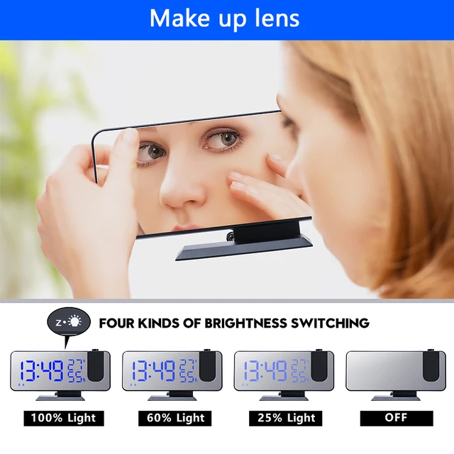 Led Digitális Ébresztőóra Asztalnézet Nézze Meg Az Elektronikus Asztali Órákat Usb Wake Up Fm Rádiós Idő Kivetítő Szundi Function 2 Riasztás - Image 3