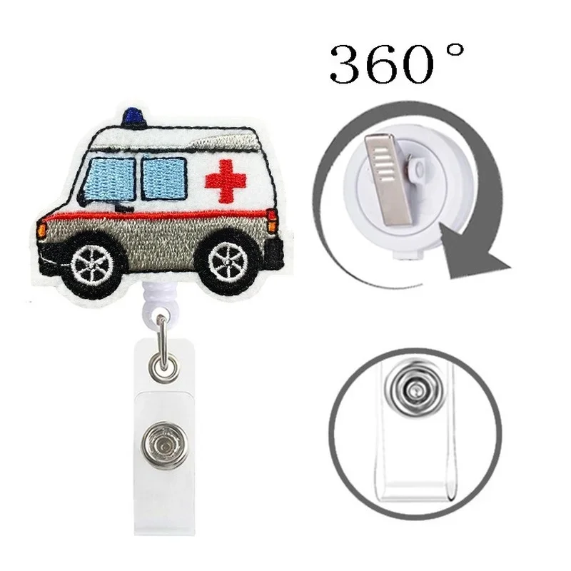 

Cartoon Ambulance Nurse Cap Badge Reel Retractable ID Tag Clip Staff Workers Working Permit Clips Pass Work Card Accessories